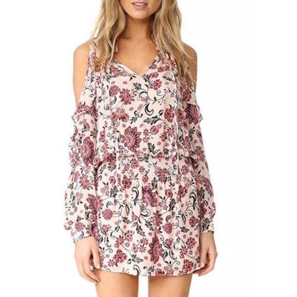 Anthropologie Parker Lilium Dress Pink Black S Small 2 4 6 Silk Smocked